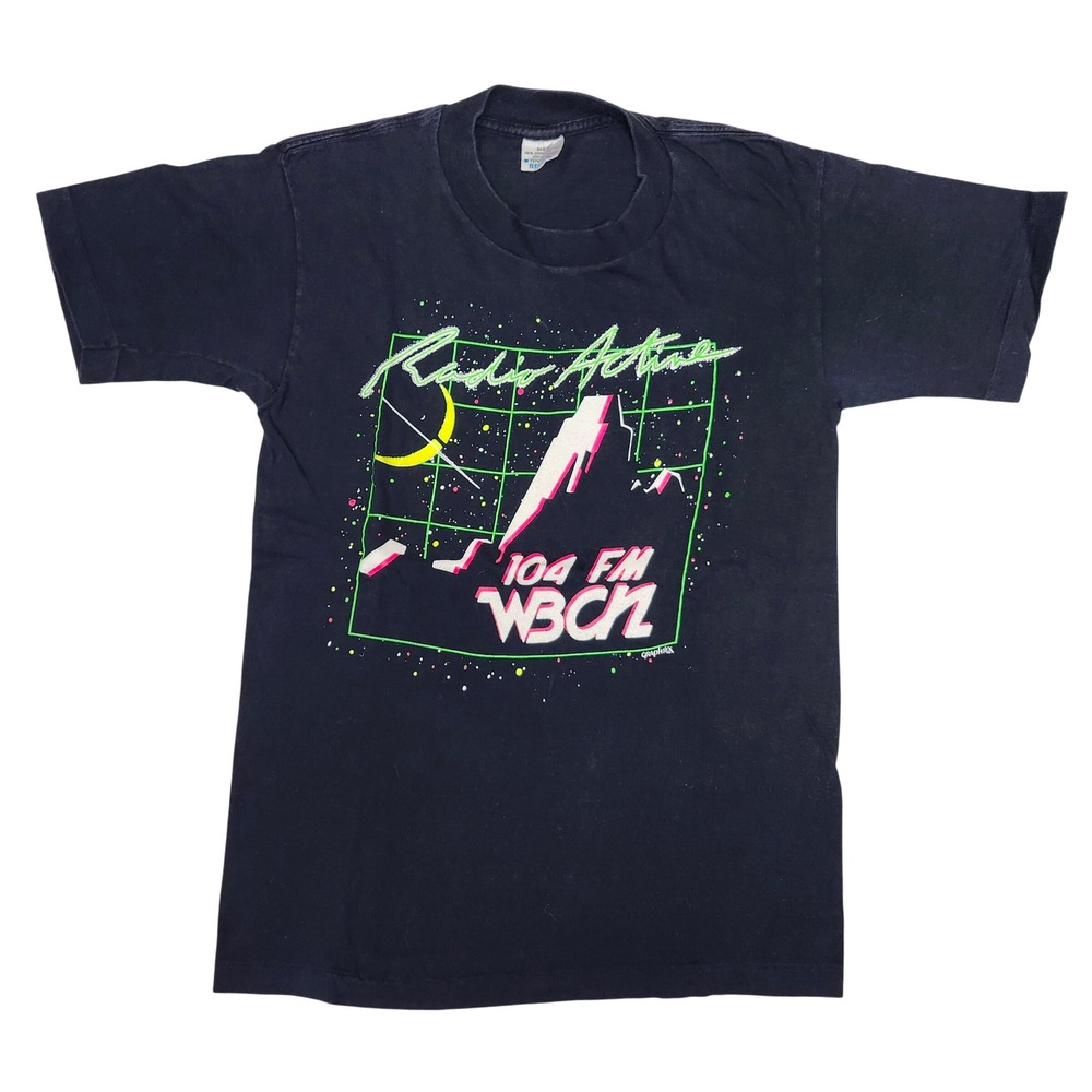 Vintage 1985 104 FM WBCN Boston Radio Active Graphic Tee Belton Single Stitch S